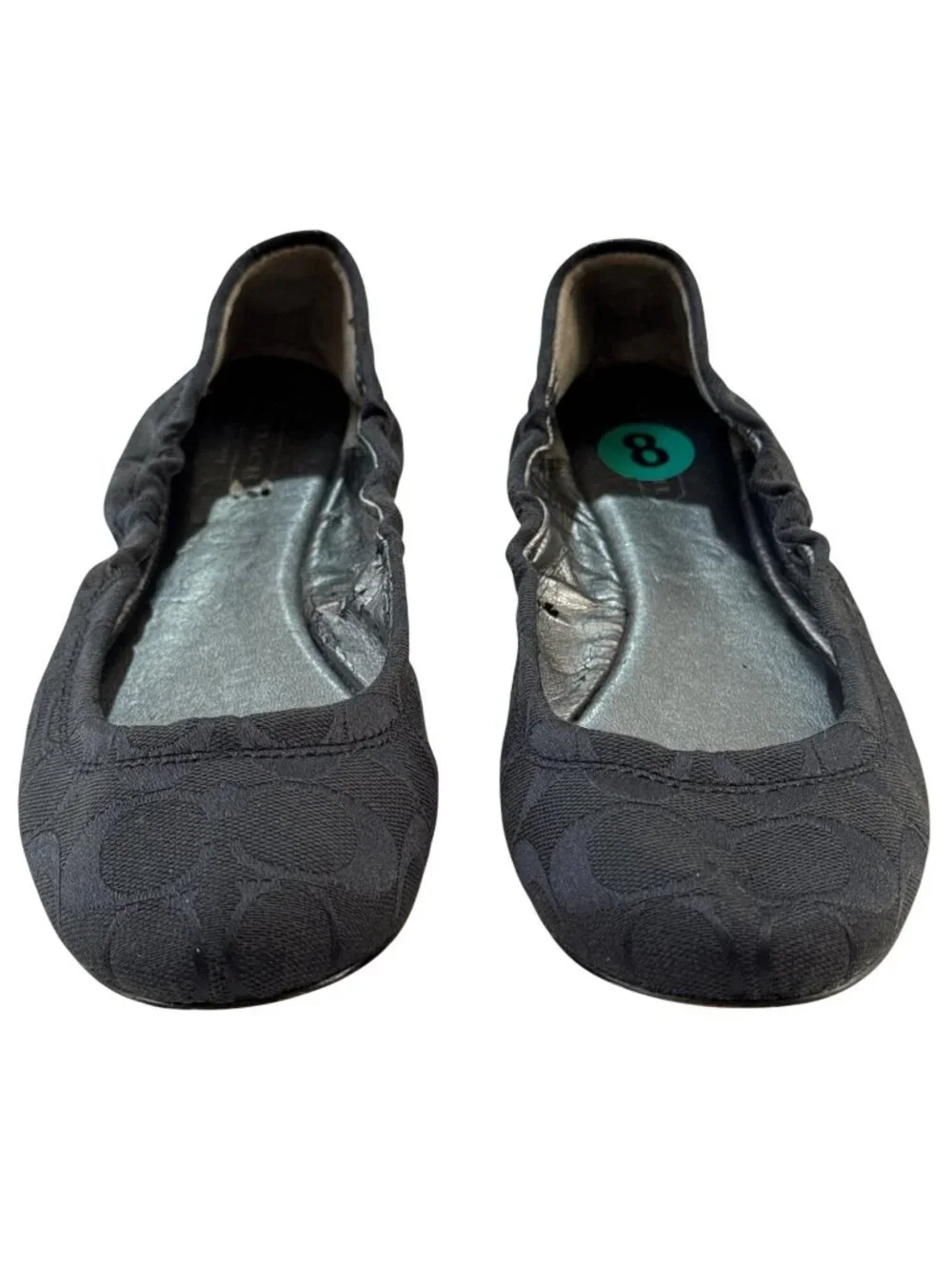 Coach Black Slip-On Flats With Signature Pattern - Womens Size 8B